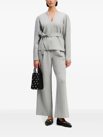 V-Neck Belted Sweatshirt