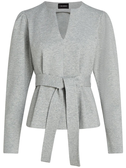 V-Neck Belted Sweatshirt