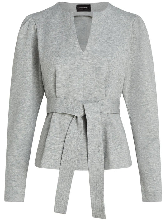 V-Neck Belted Sweatshirt