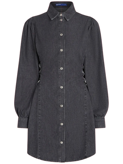 Tied-Waist Denim Shirt Dress