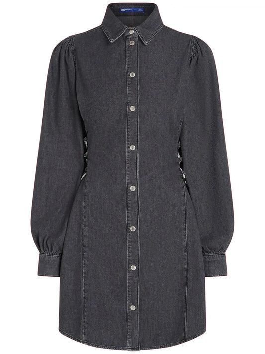 Tied-Waist Denim Shirt Dress