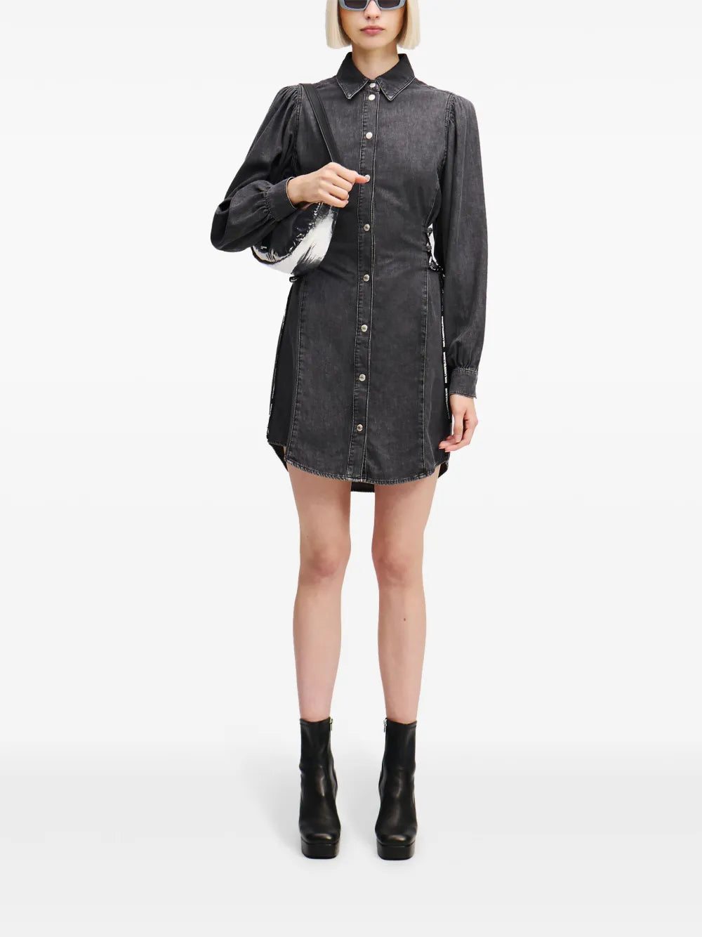 Tied-Waist Denim Shirt Dress
