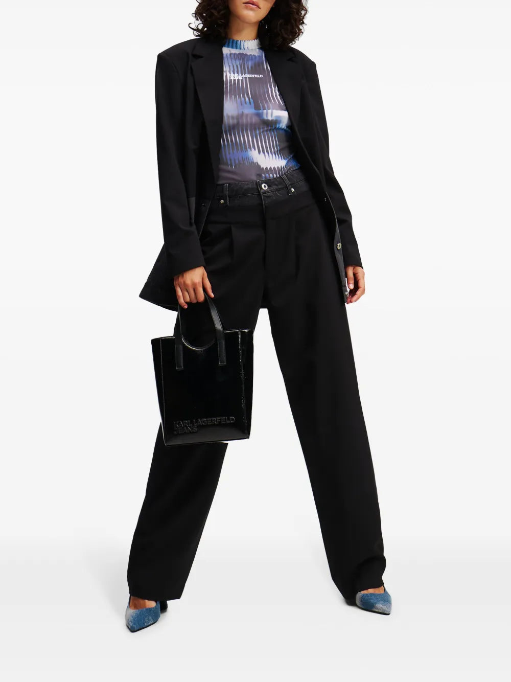 Glitch-Print Mesh Top