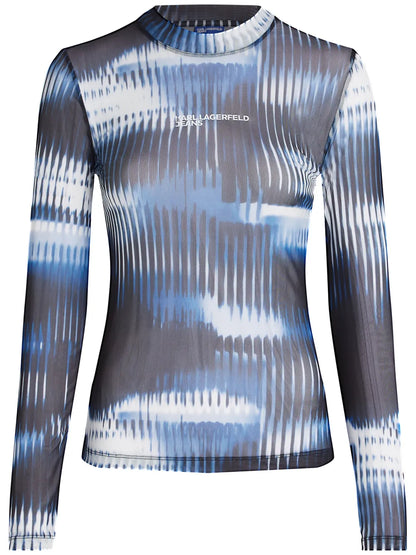 Glitch-Print Mesh Top