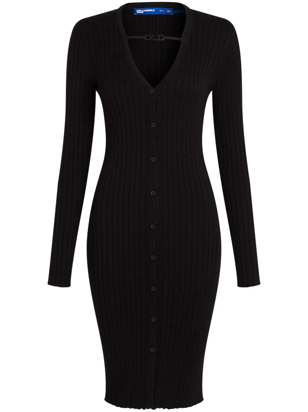 Button-Up Ribbed-Knit Dress