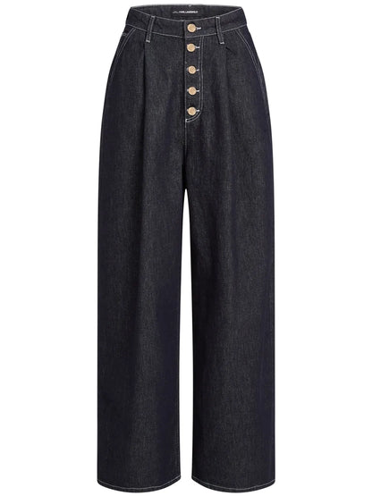 Button-Fly Wide-Leg Jeans