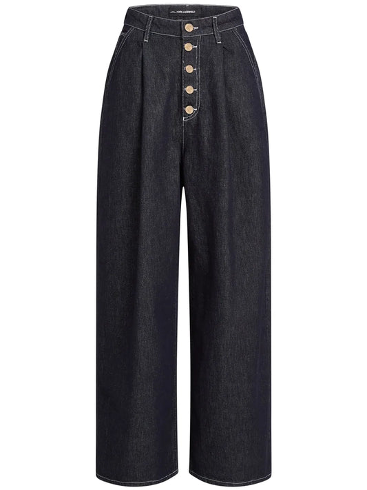 Button-Fly Wide-Leg Jeans