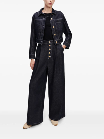Button-Fly Wide-Leg Jeans