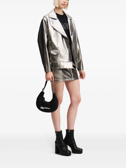 Metallic-Finish Biker Jacket