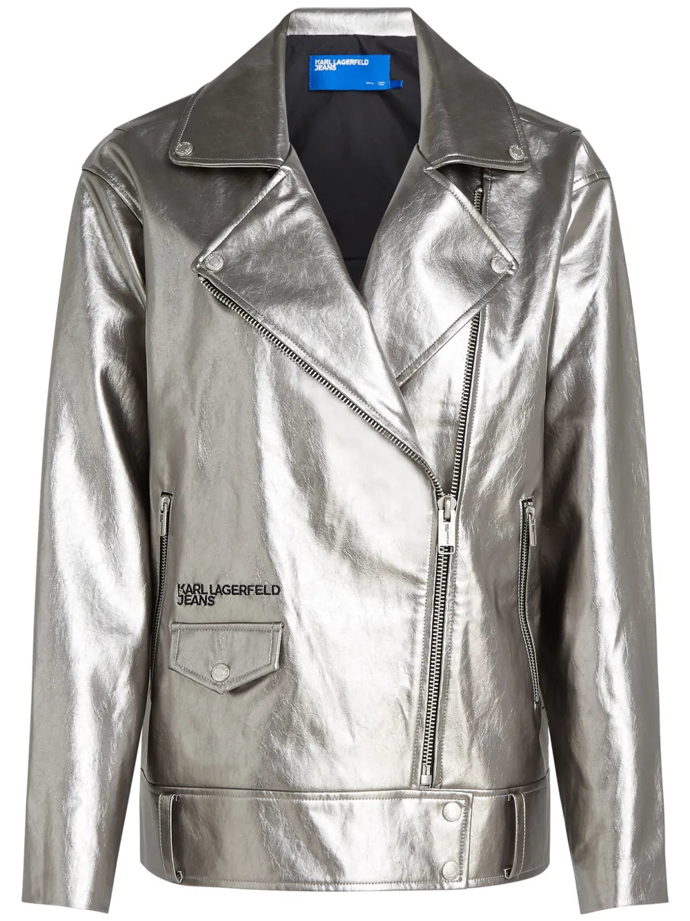 Metallic-Finish Biker Jacket