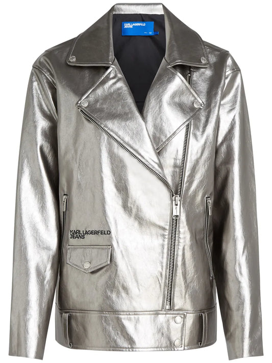 Metallic-Finish Biker Jacket