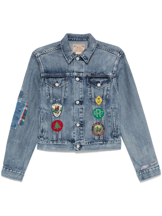 Patch-Embroidered Denim Jacket