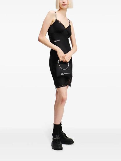Lace-Panels Satin Dress