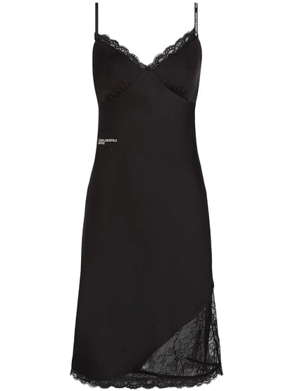 Lace-Panels Satin Dress