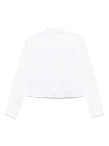 Embroidered-Logo Cropped Shirt