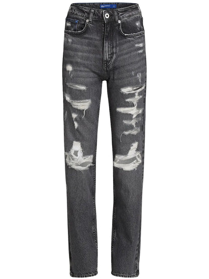 Distressed-Effect Straight Jeans