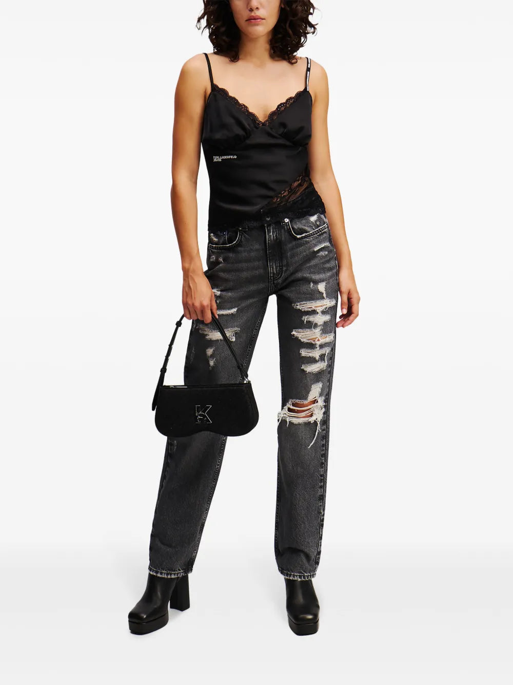 Distressed-Effect Straight Jeans