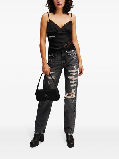 Distressed-Effect Straight Jeans