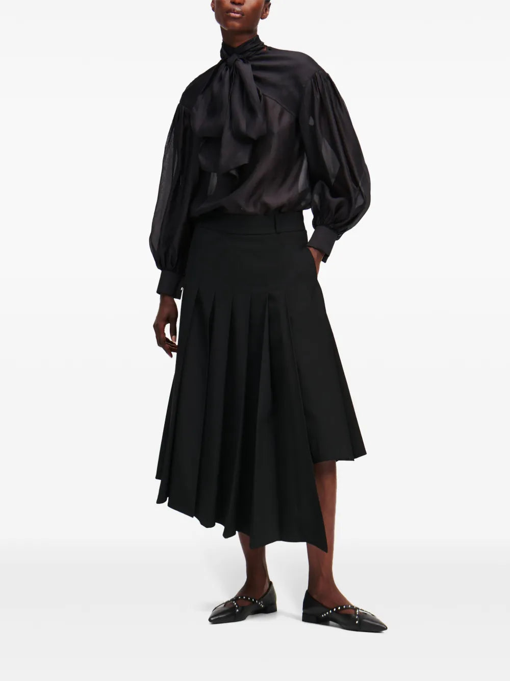 Asymmetric Pleated Skirt