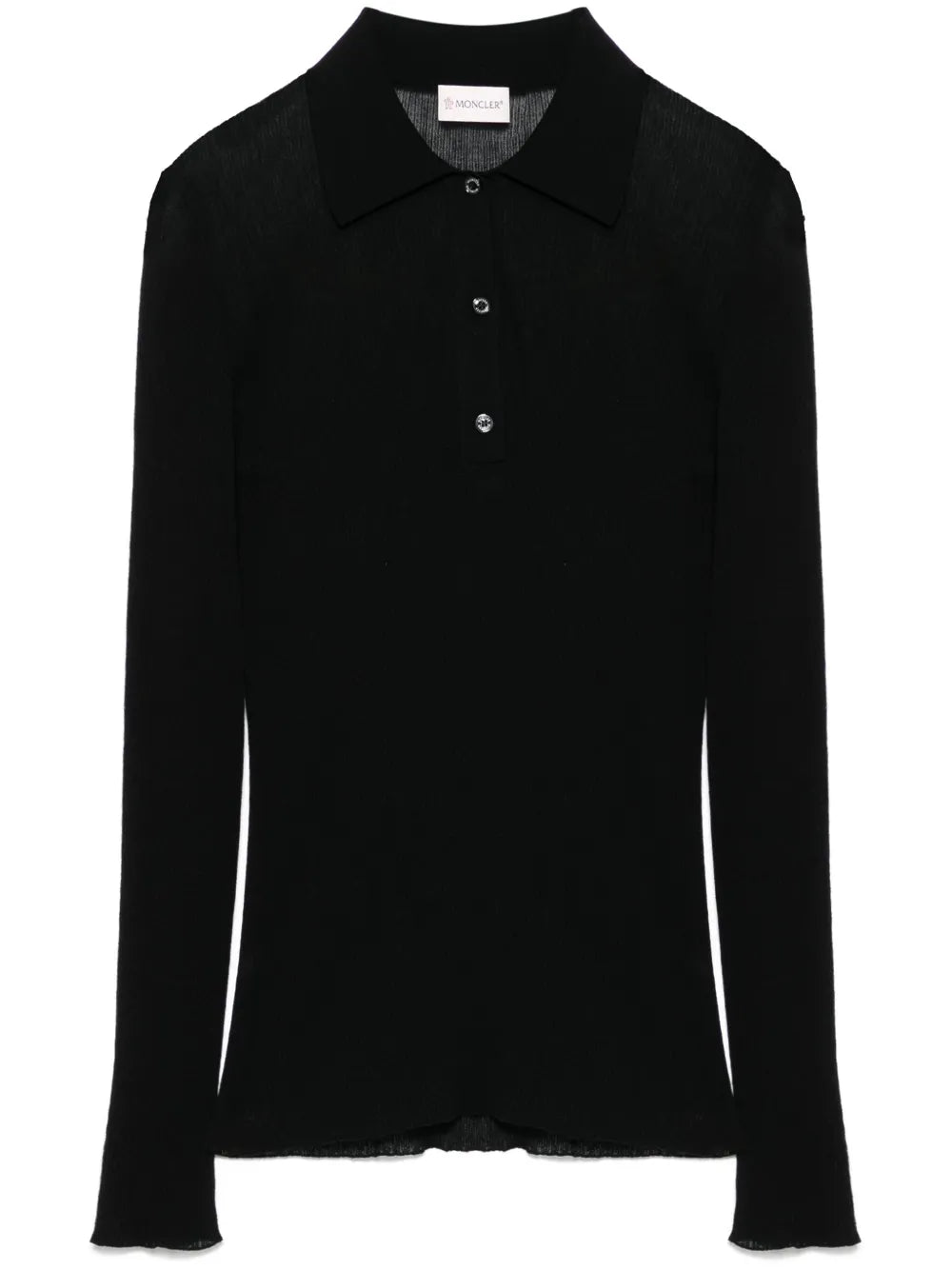 Fine-Ribbed Polo Top