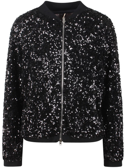 Sequin-Embellished Bomber Jacket