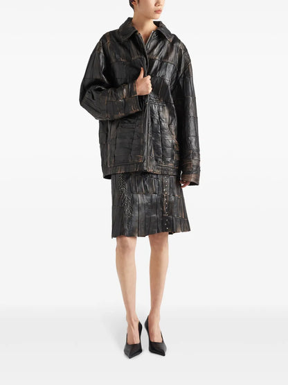 Patchwork Nappa-Leather Skirt