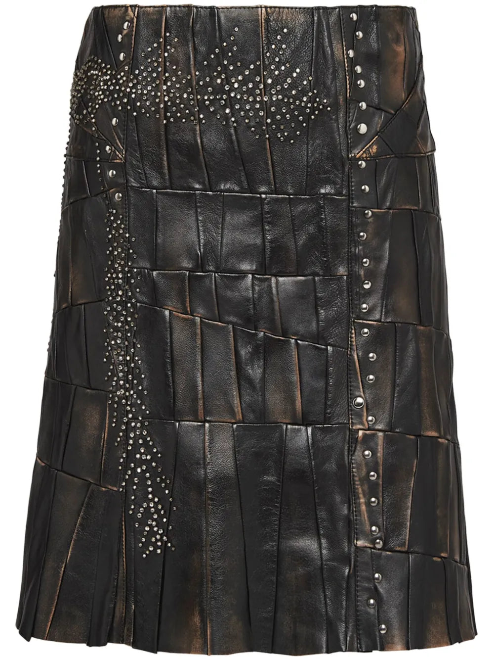 Patchwork Nappa-Leather Skirt