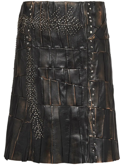 Patchwork Nappa-Leather Skirt