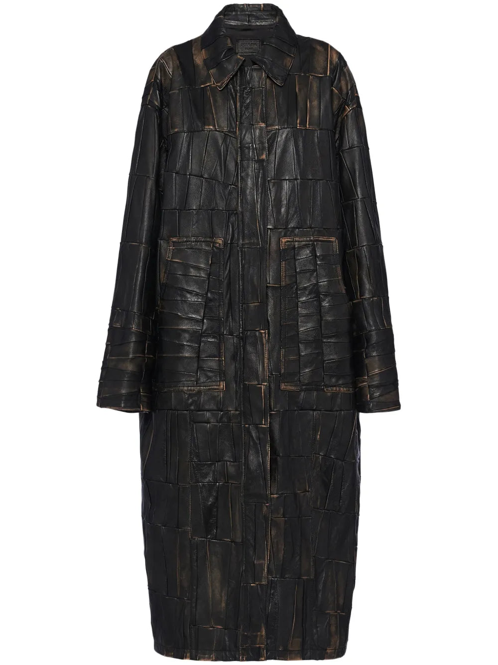 Nappa-Leather Patchwork Coat