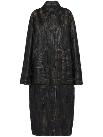 Nappa-Leather Patchwork Coat