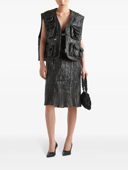 Nappa Leather Patchwork Gilet