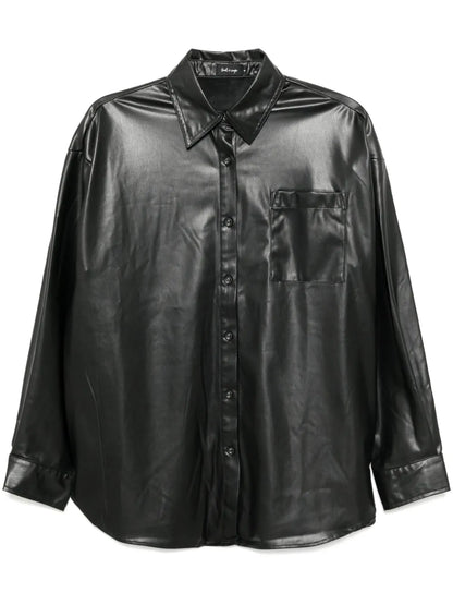 Faux Leather Long Sleeve Shirt