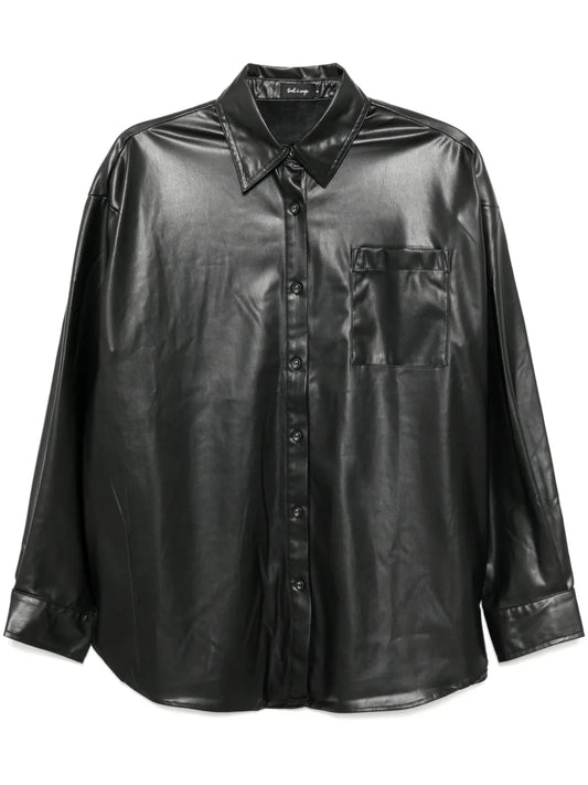 Faux Leather Long Sleeve Shirt