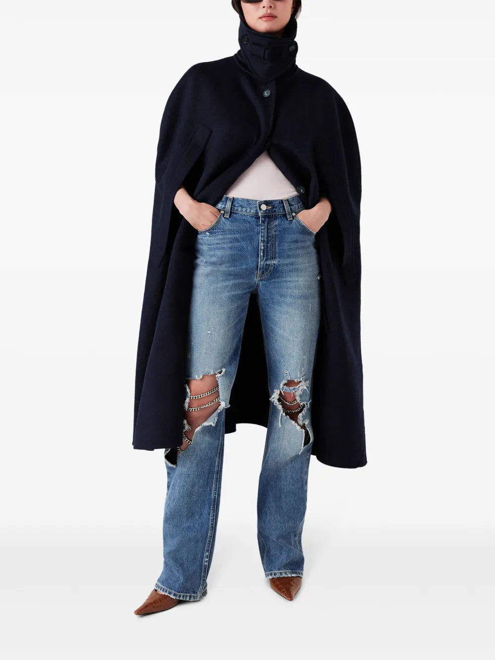 Chain-Detailing Bootcut Jeans