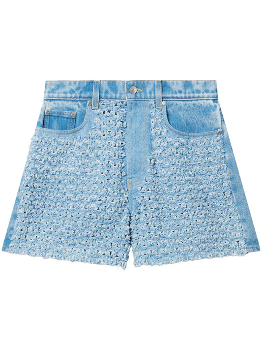 Textured Denim Shorts