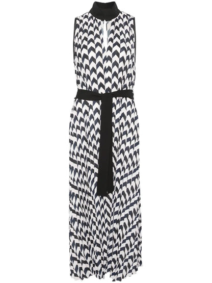 Chevron Pleated Midi Dress