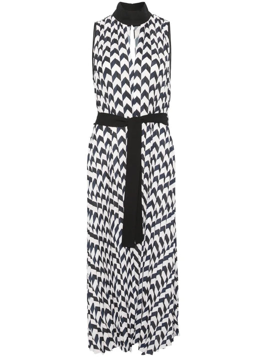 Chevron Pleated Midi Dress