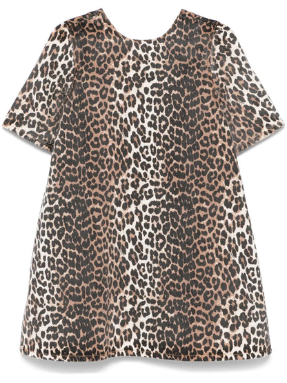 Leopard-Print Denim Mini Dress