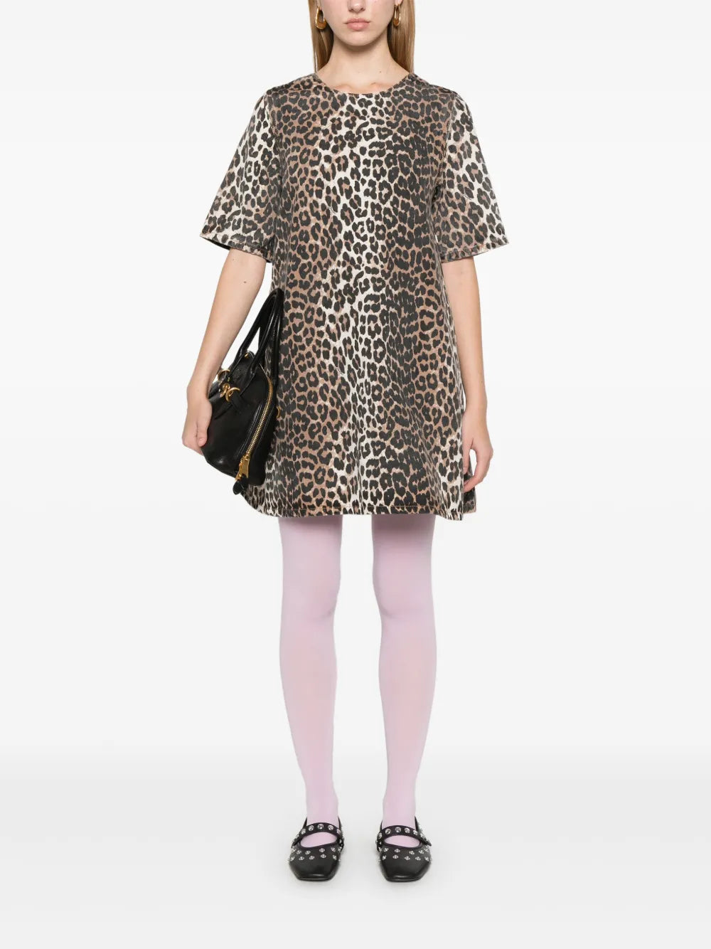 Leopard-Print Denim Mini Dress