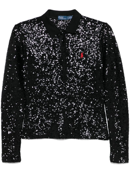 Sequined Polo Top