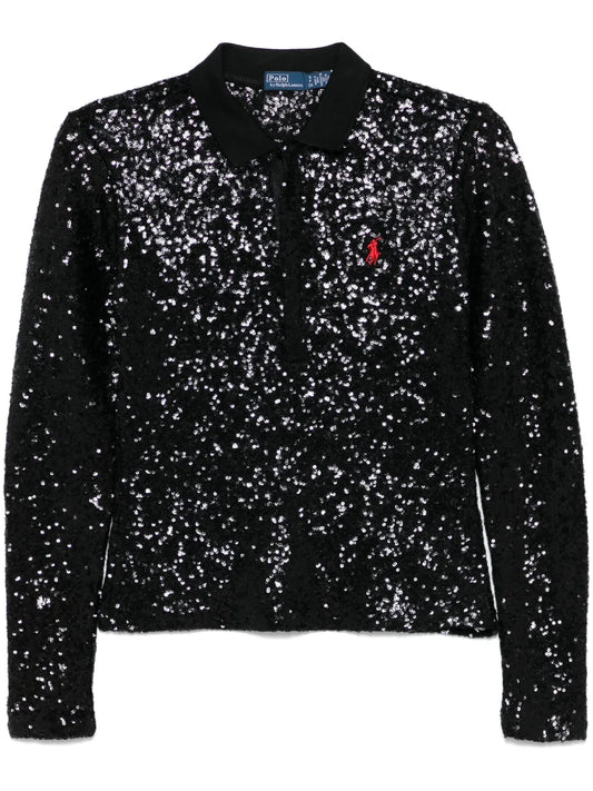 Sequined Polo Top