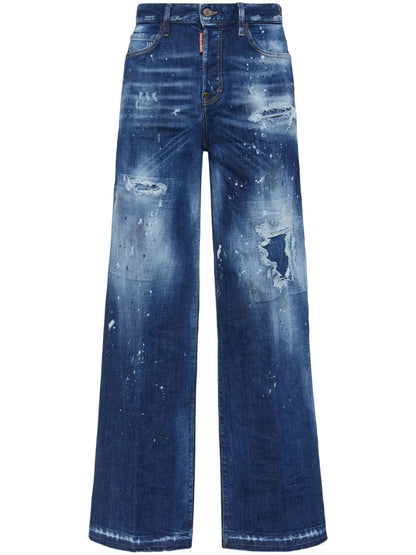 Ripped Wide-Leg Jeans