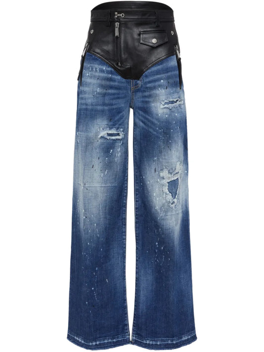 Panelled Wide-Leg Jeans
