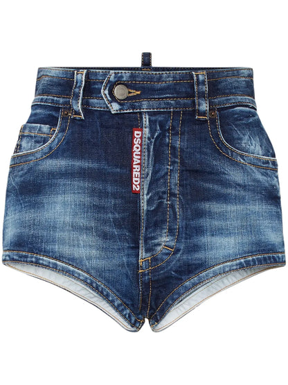 Washed Denim Shorts