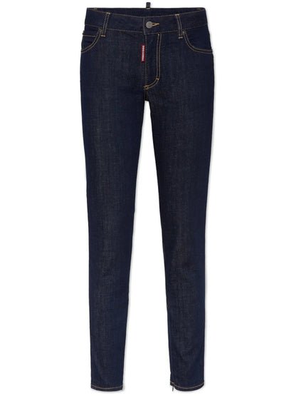Contrast-Stitching Skinny Jeans