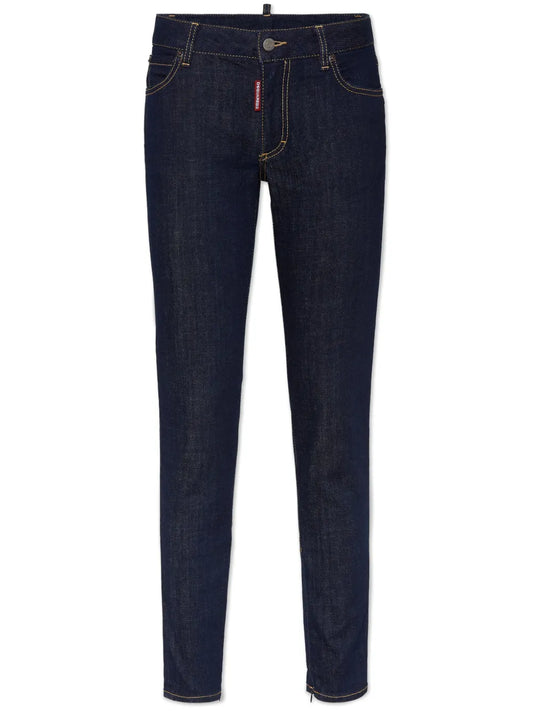 Contrast-Stitching Skinny Jeans