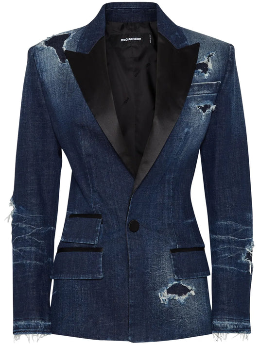Distressed Denim Blazer
