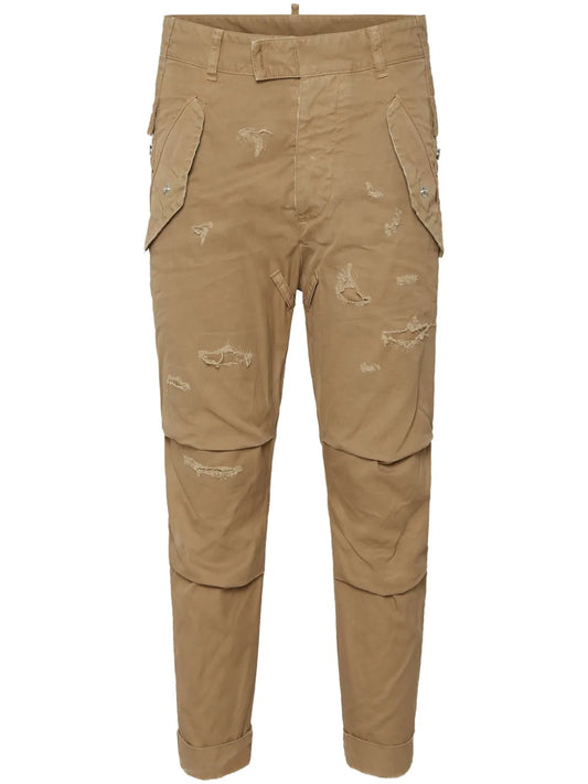 Distressed Straight-Leg Trousers