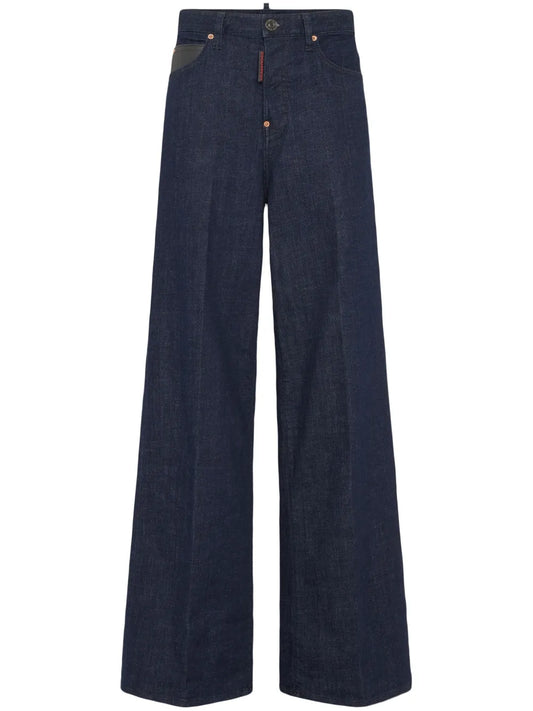 Logo-Patch Wide-Leg Jeans
