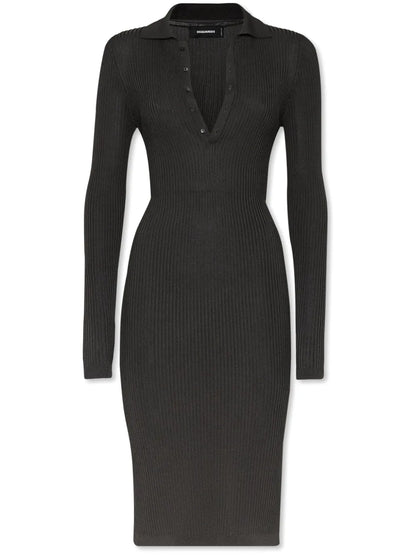Fine-Ribbed Midi Dress